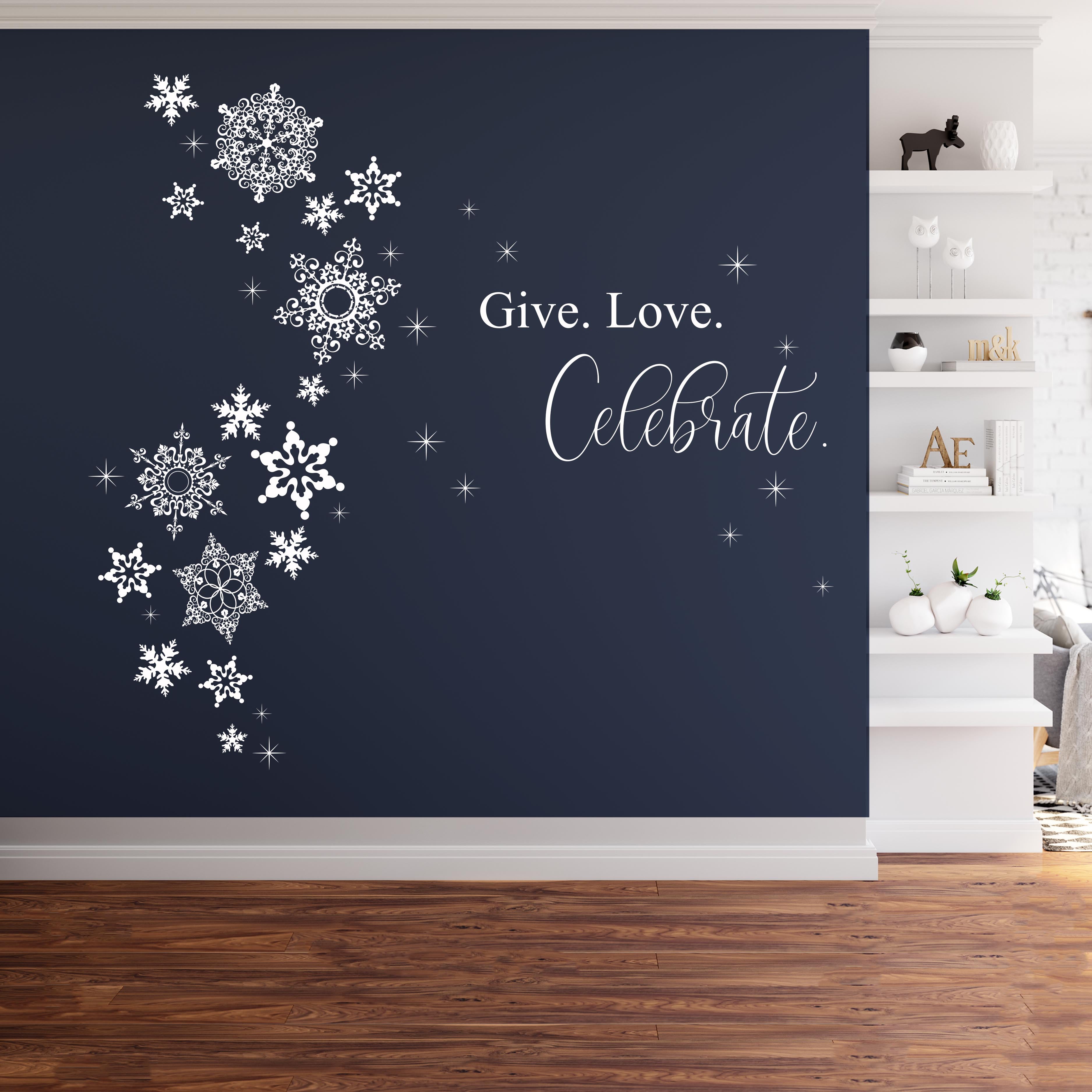 Give love celebrate snowflakes